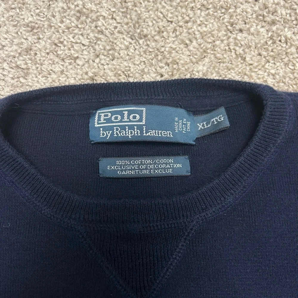 Polo Ralph Lauren Crewneck Sweater Men's XL Navy Blue 100% Cotton Pony Logo